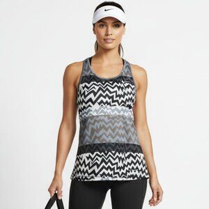 Nike Gray & Black Geometric Graphic Print Racerback Sport Athletic Top S